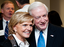 Former N.C. Governors Beverly Perdue, left, and Jim Hunt