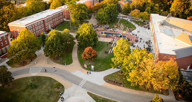 bird's eye view of campus