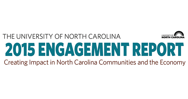 The 2015 UNC Community and Economic Engagement Report presented last week to the system’s Board of Governors. Alongside teaching and research, public service is part of the University’s core mission, creating an expectation that students and faculty will engage in the civic, economic, and cultural life of the state.